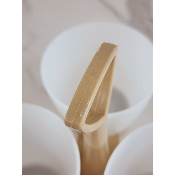 Tupperware Condiment Snack Caddy #757-3 Almond Base 6 3/4" Made in USA Vintage - Picture 7 of 14